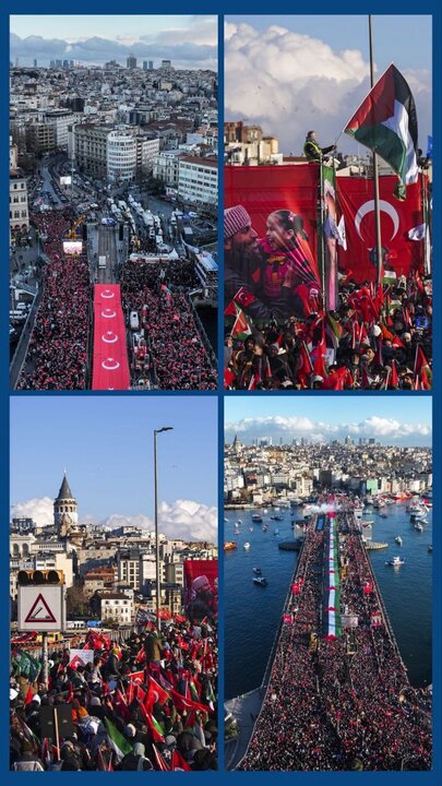 تظاهرات گسترده مردم ترکیه در حمایت از ملت غزه+ تصاویر